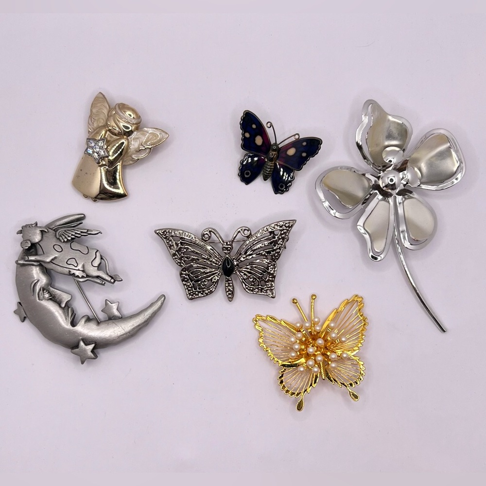 Vintage Brooches & Pins Lot Of 6